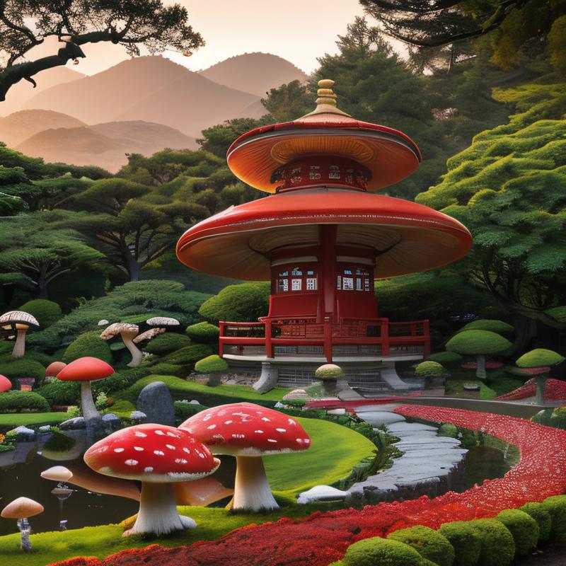 00250-3388129538-masterpiece, intricate photo, precisely detailed gigantic mushrooms with reddish caps in a japanese garden, background enchanted.jpg